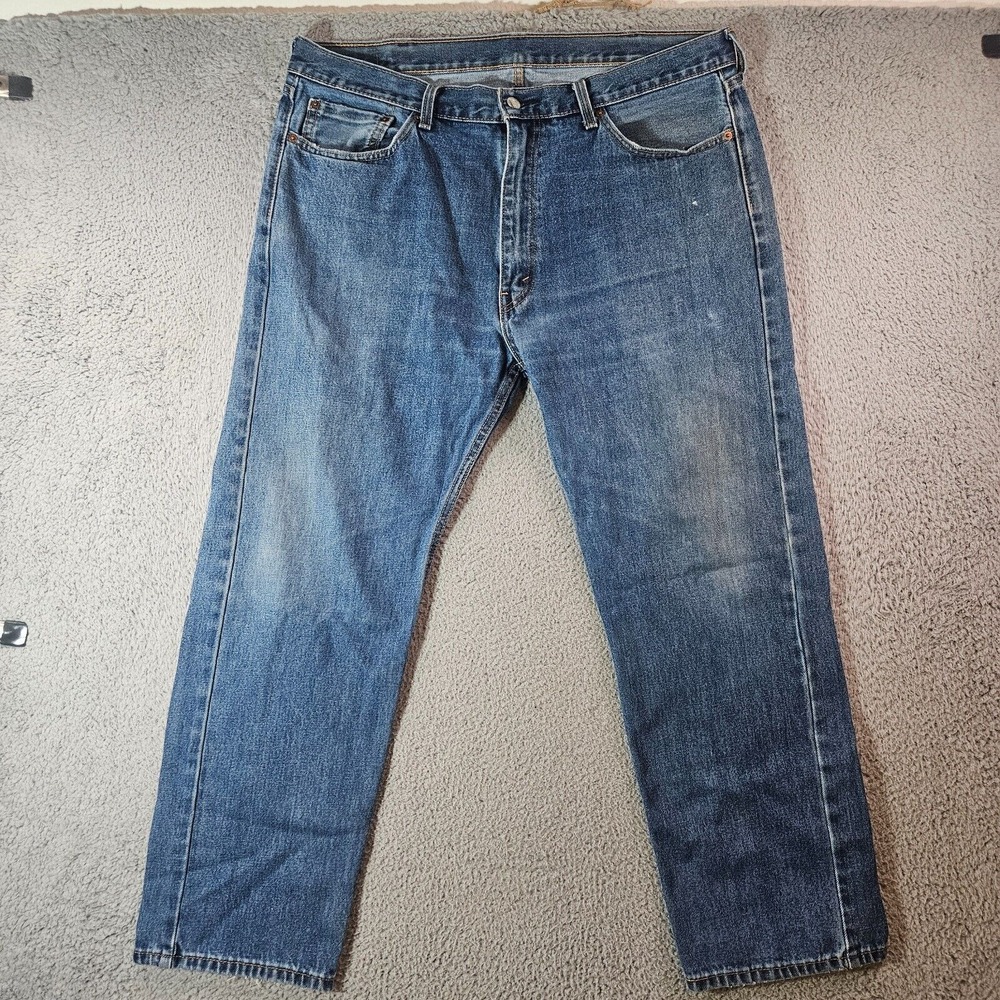 Levi's 505 Jeans Mens 40‎ x30 Regular Fit Straight Leg Zip Fly Blue Denim